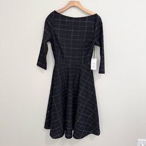 Unique Vintage NWT Windowpane Boatneck Dress